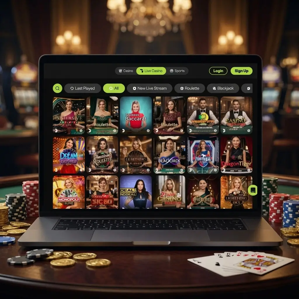 Alta Ficha Live Games on a notebook