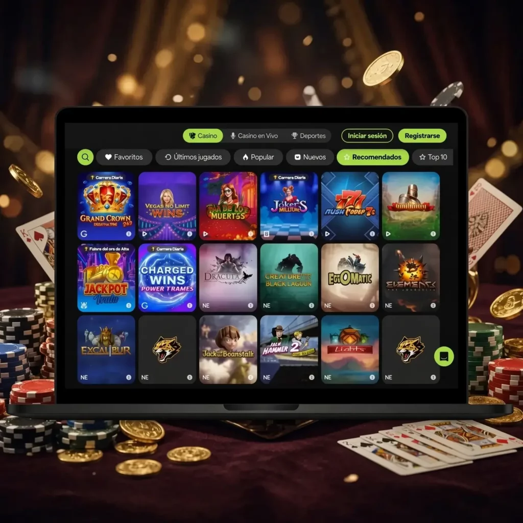 Juegos y tragamonedas de Alta Ficha en el portátil